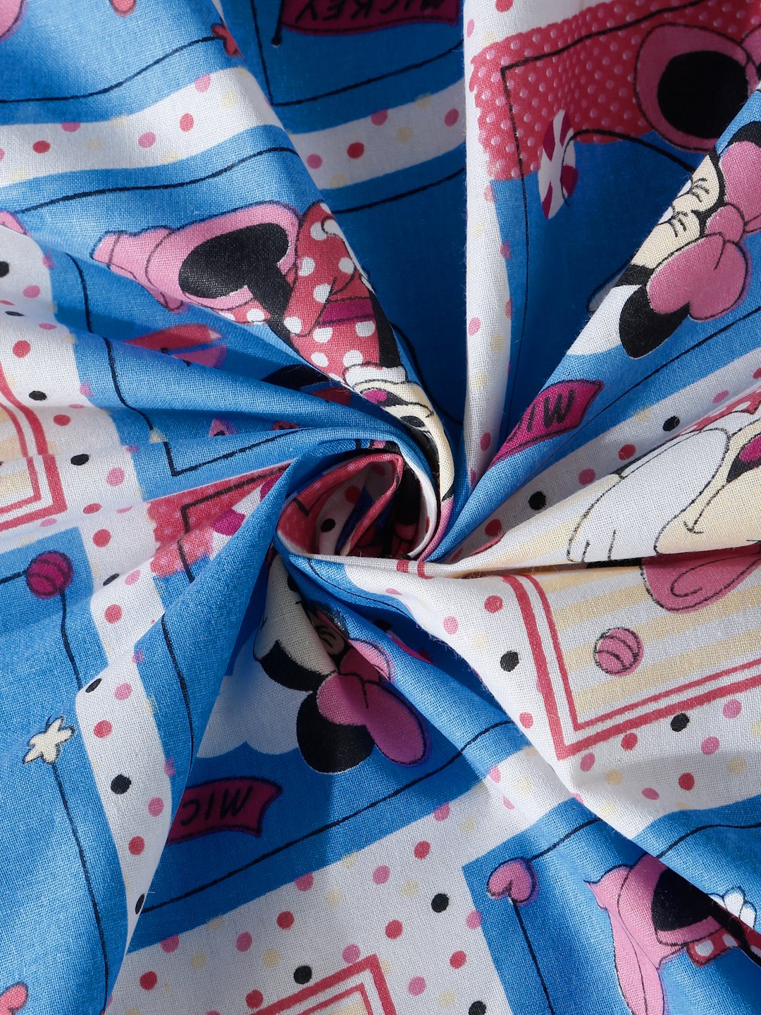Blue Cartoon Characters 400 TC Pure Cotton Fitted Double Bedsheet with 2 Pillow Covers