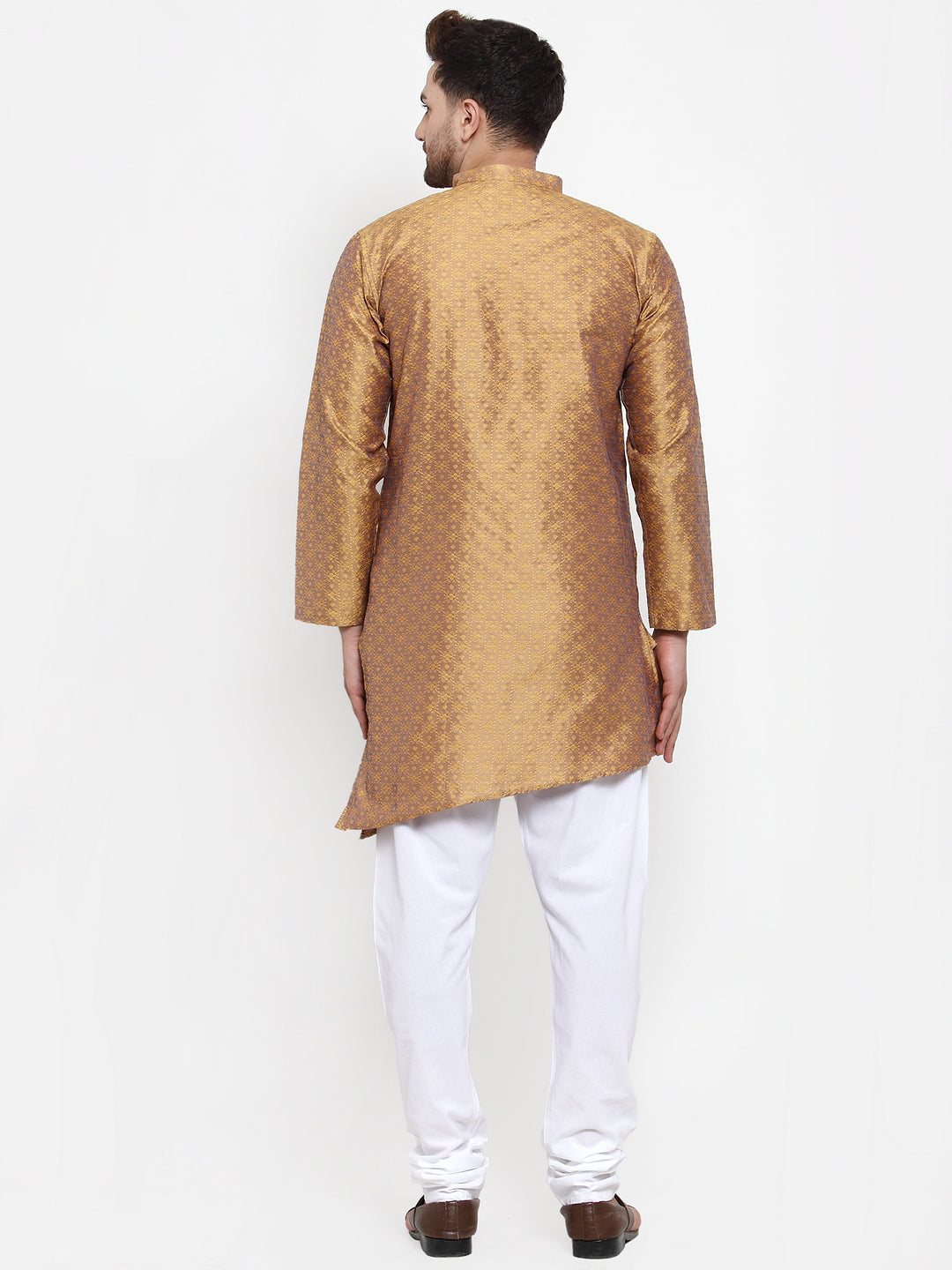 Golden Silk Geometric Party Kurtas