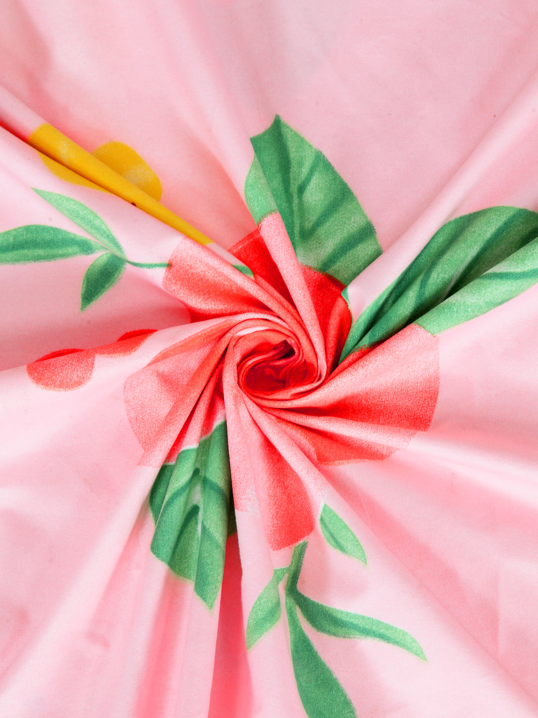 KLOTTHE Pink Polycotton Floral BedSheet With 1 Pillow Cover (225X150 cm)