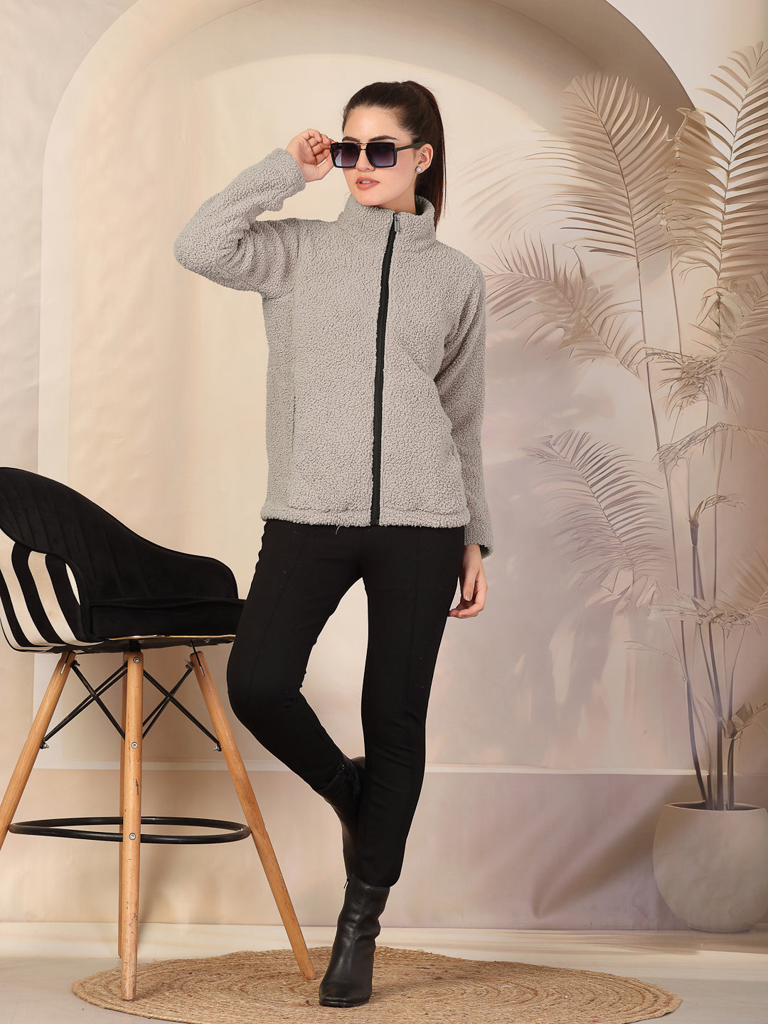 Klotthe Women Brown Solid Sherpa Heavy Winter Jacket
