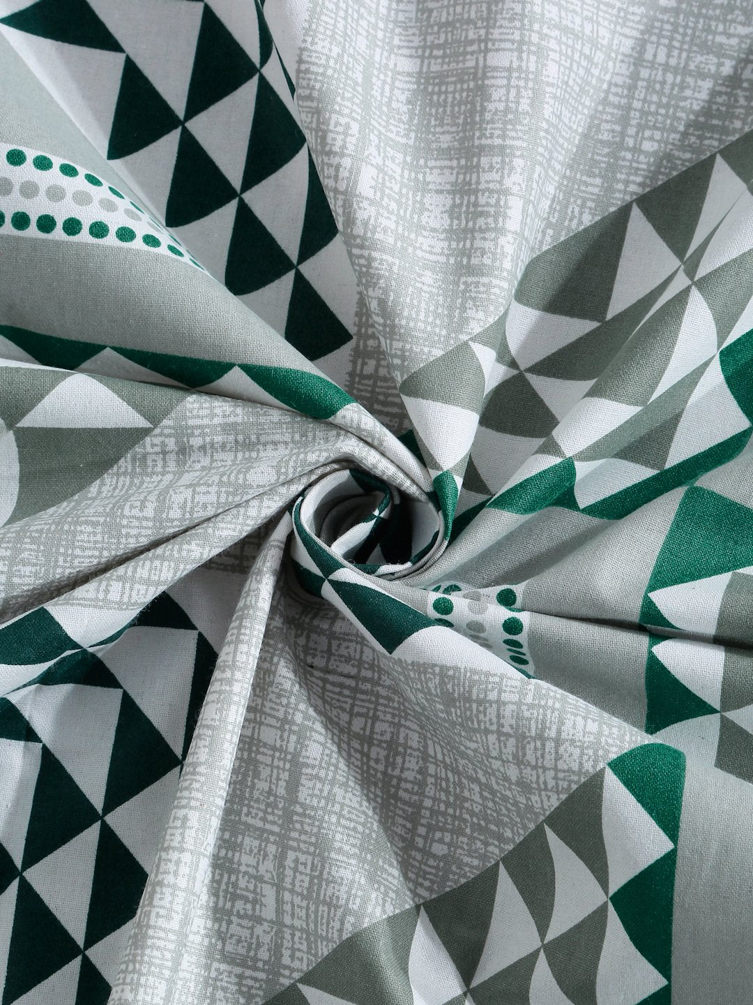 Green Geometric 400 TC Pure Cotton Fitted Double Bedsheet with 2 Pillow Covers