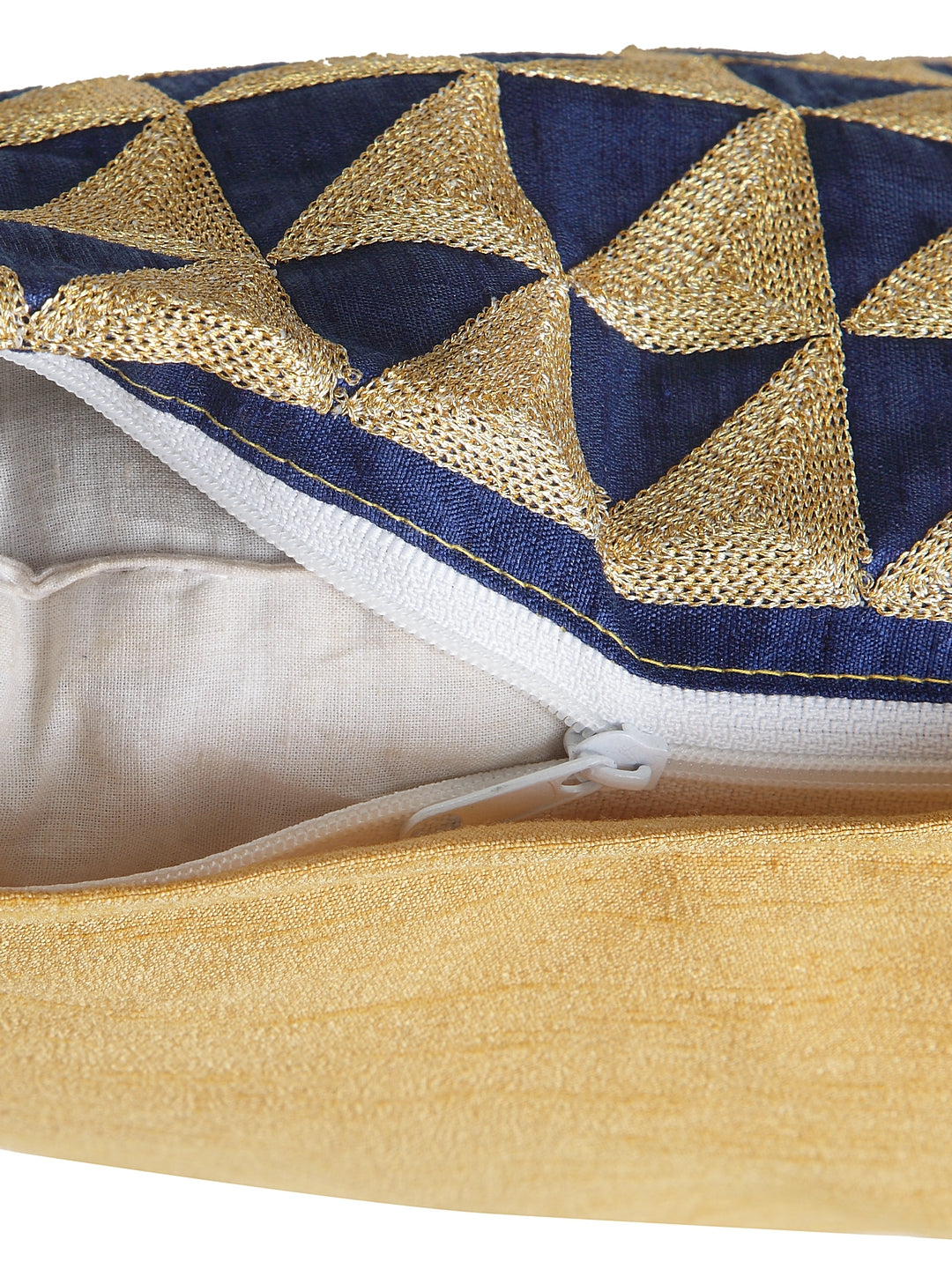 KLOTTHE Set of Two Blue Cotton Silk Embroidered Cushion Covers
