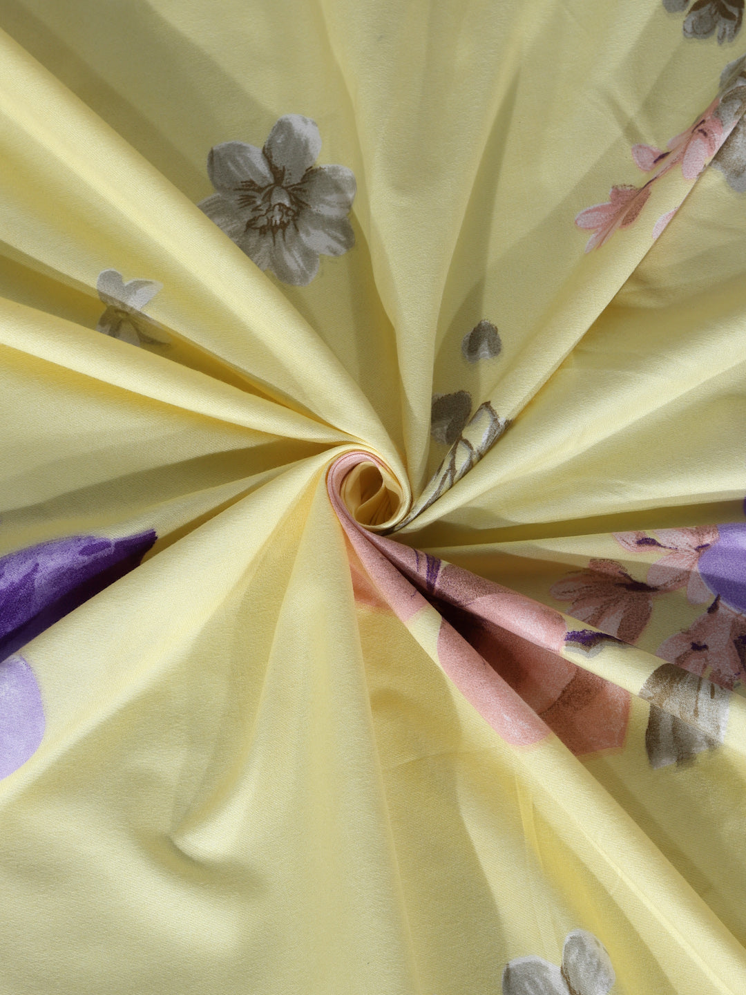 Klotthe Yellow Floral 300 TC Cotton Blend Single Bedsheet with Pillow Cover