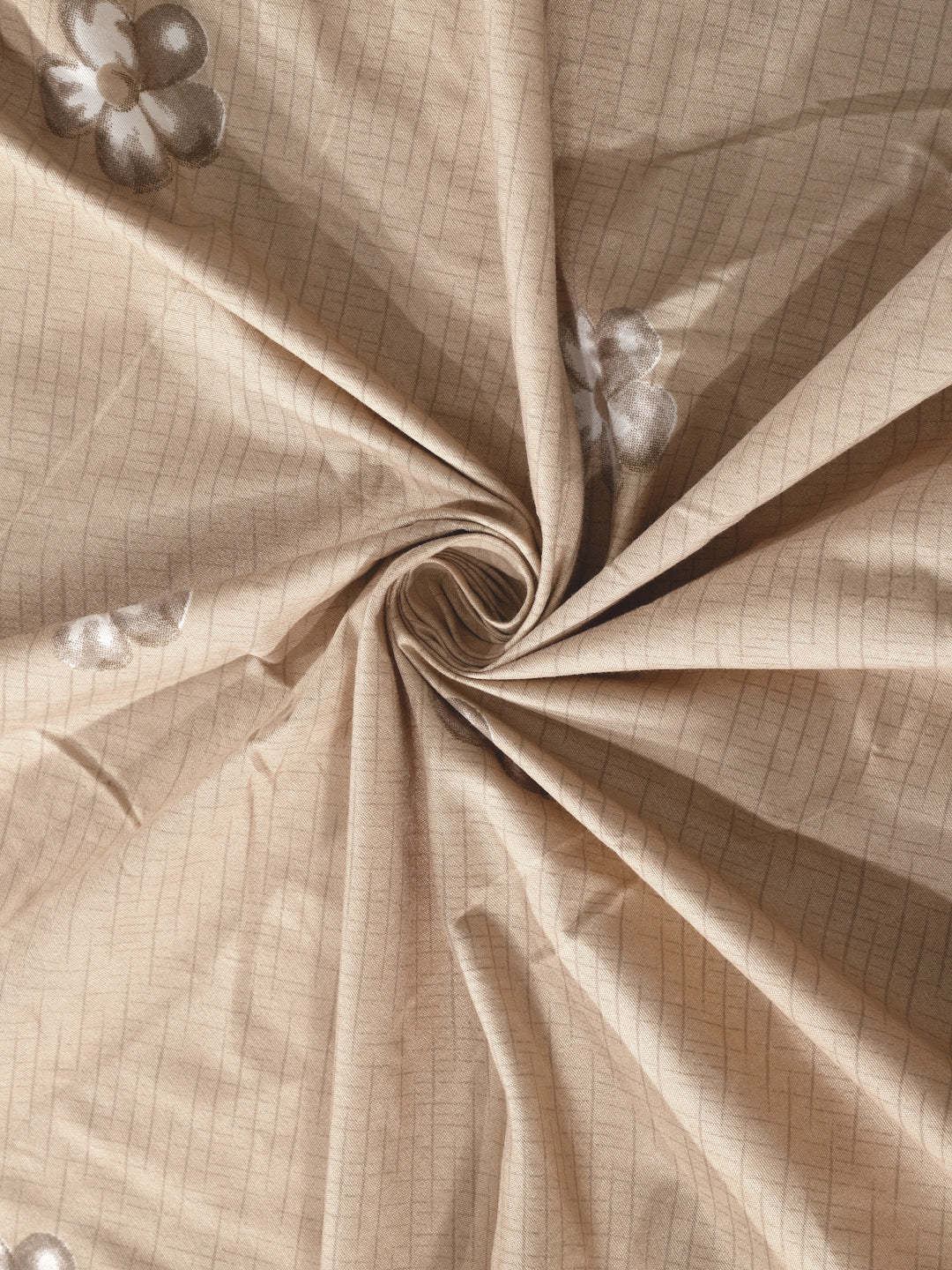 Klotthe Brown Floral 300 TC Cotton Blend Fitted Single Bedsheet with Pillow Cover