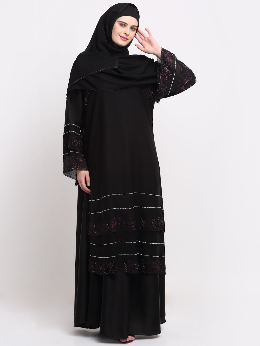 Klotthe Women Black Solid Burqa With Scarf