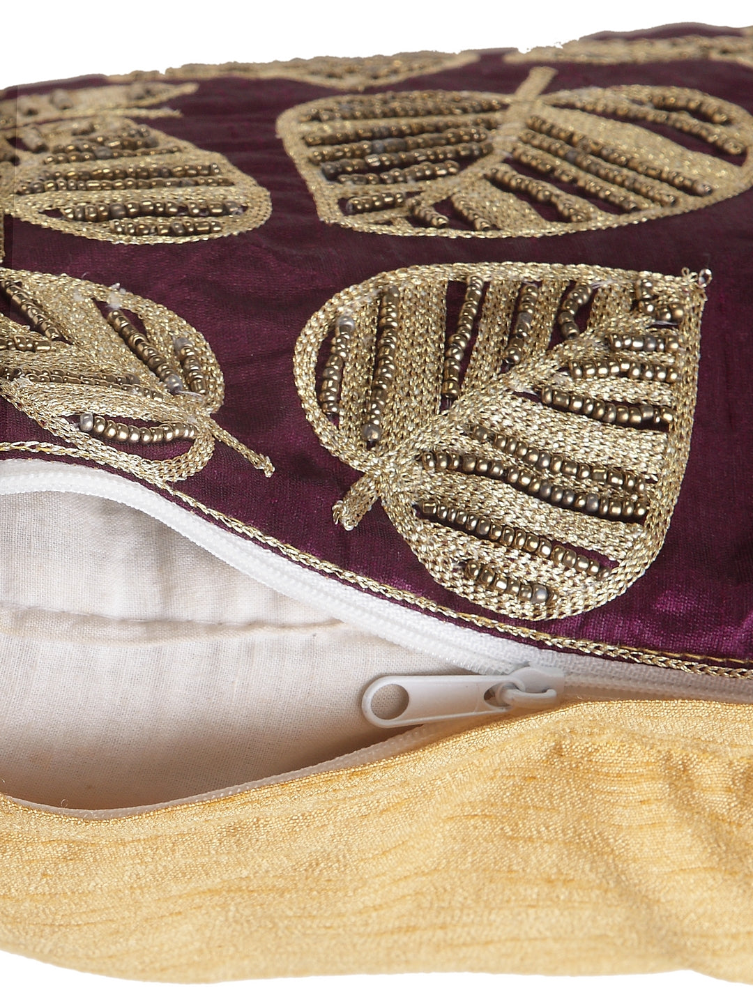 KLOTTHE Set of Two Purple Cotton Silk Embroidered Cushion Covers