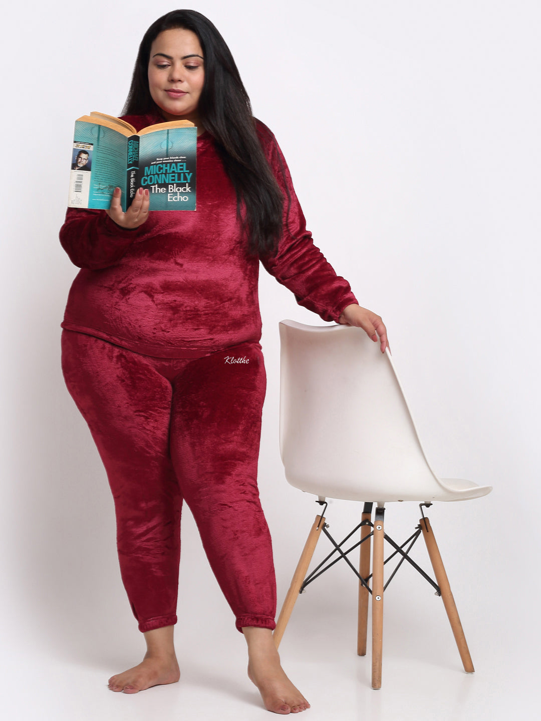 Klotthe Women Red Solid Wool Blend Night Suit