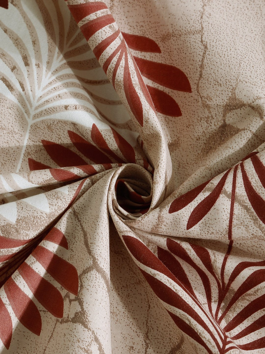 Beige Floral 400 TC Pure Cotton Fitted Double Bedsheet with 2 Pillow Covers