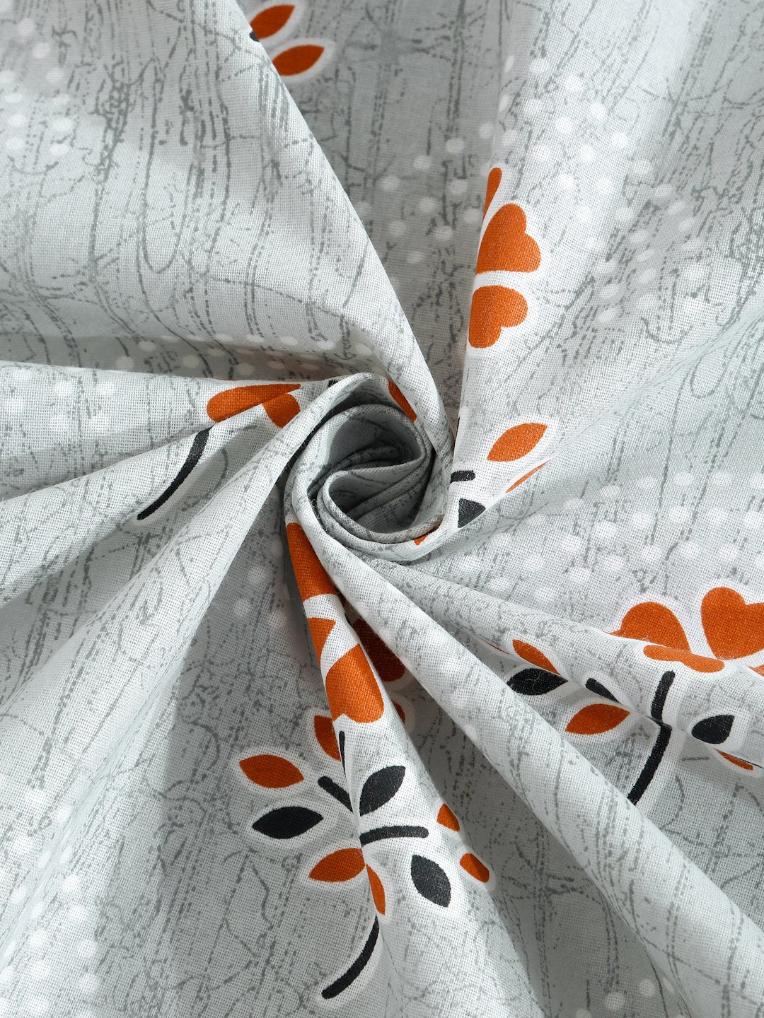 Grey Floral 400 TC Pure Cotton Fitted Double Bedsheet with 2 Pillow Covers