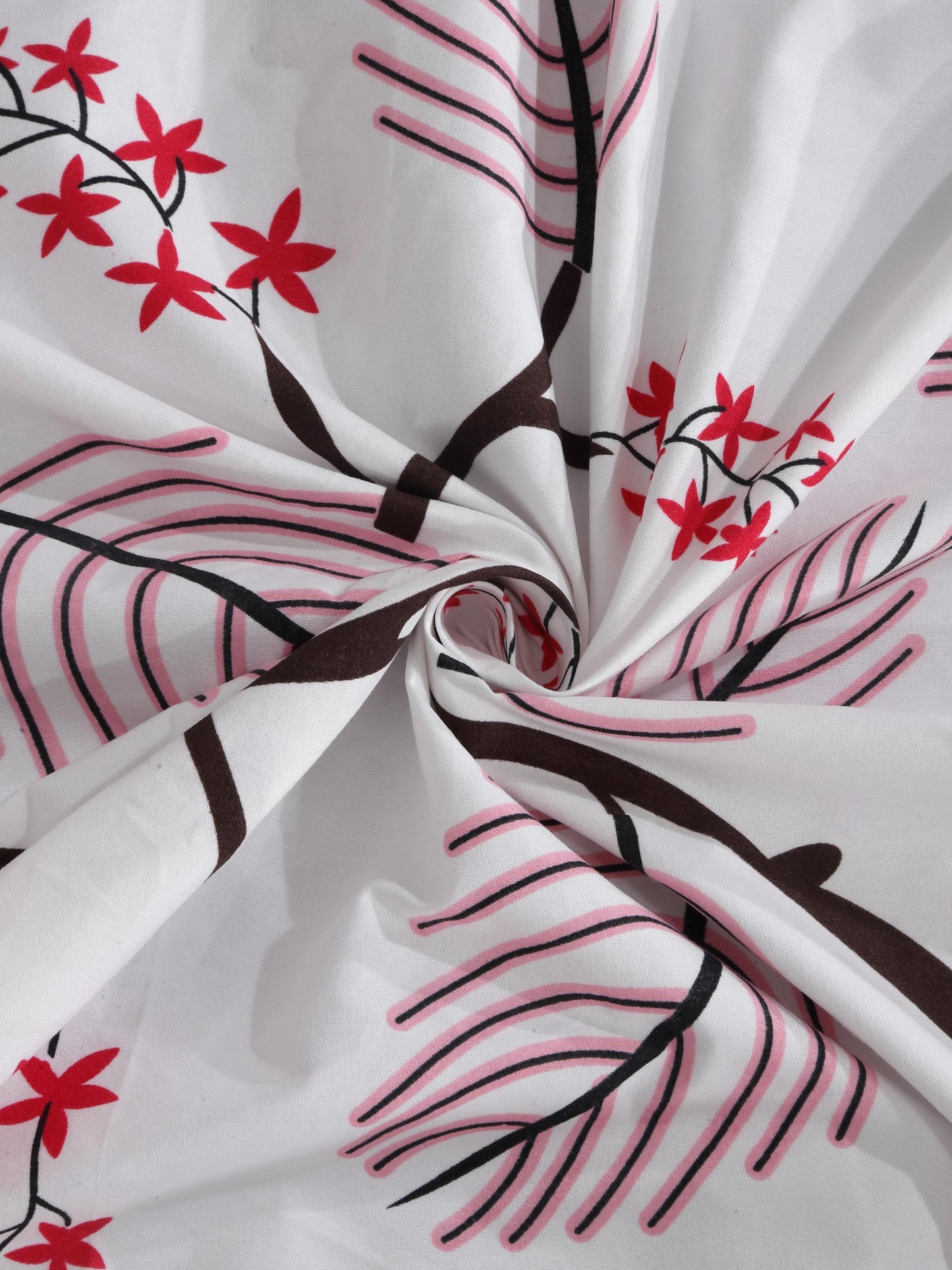 Klotthe Multicolor Floral 300 TC Cotton Blend Fitted Double Bedsheet with 2 Pillow Covers