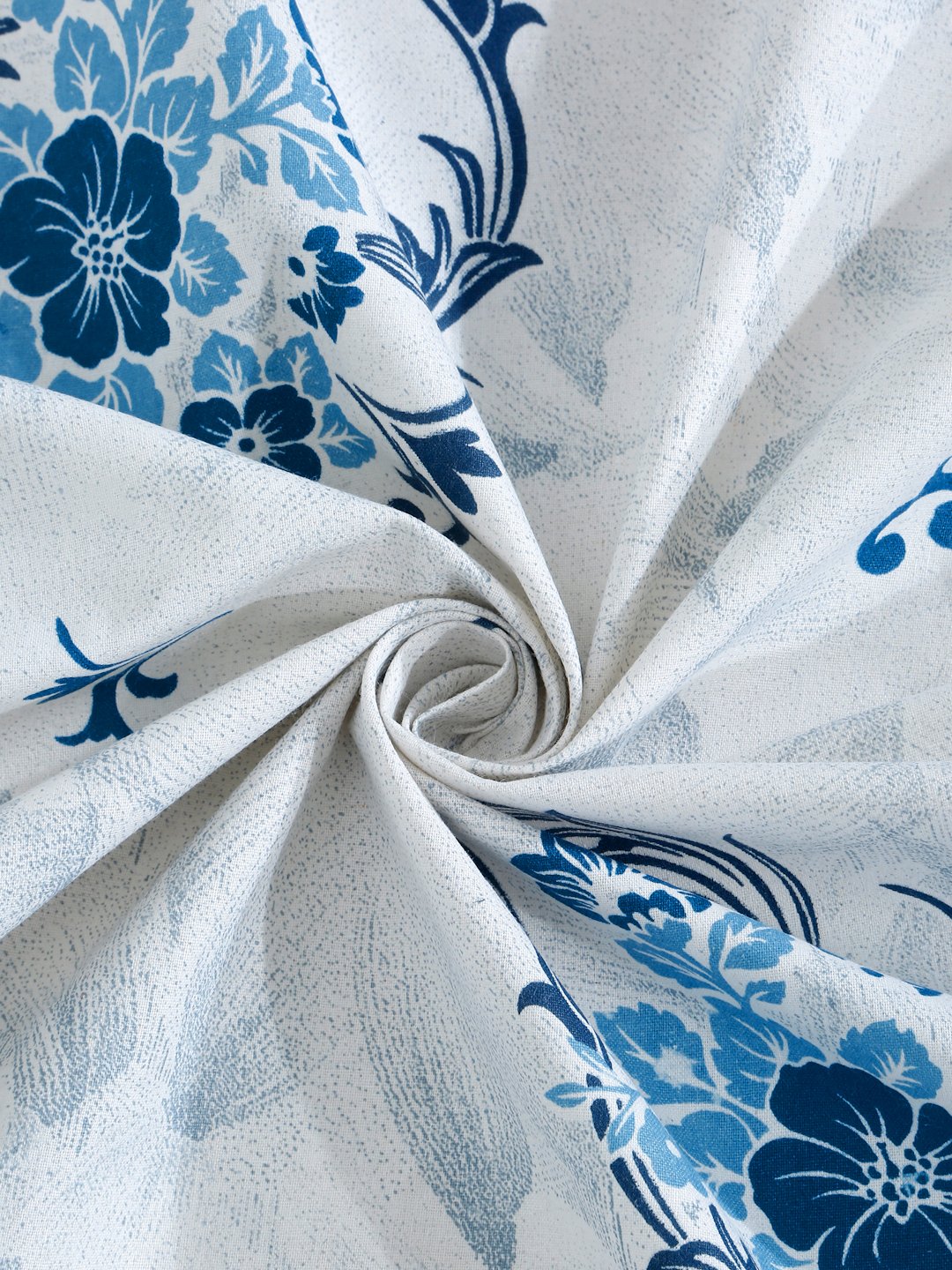 Blue Floral 400 TC Pure Cotton Fitted Double Bedsheet with 2 Pillow Covers