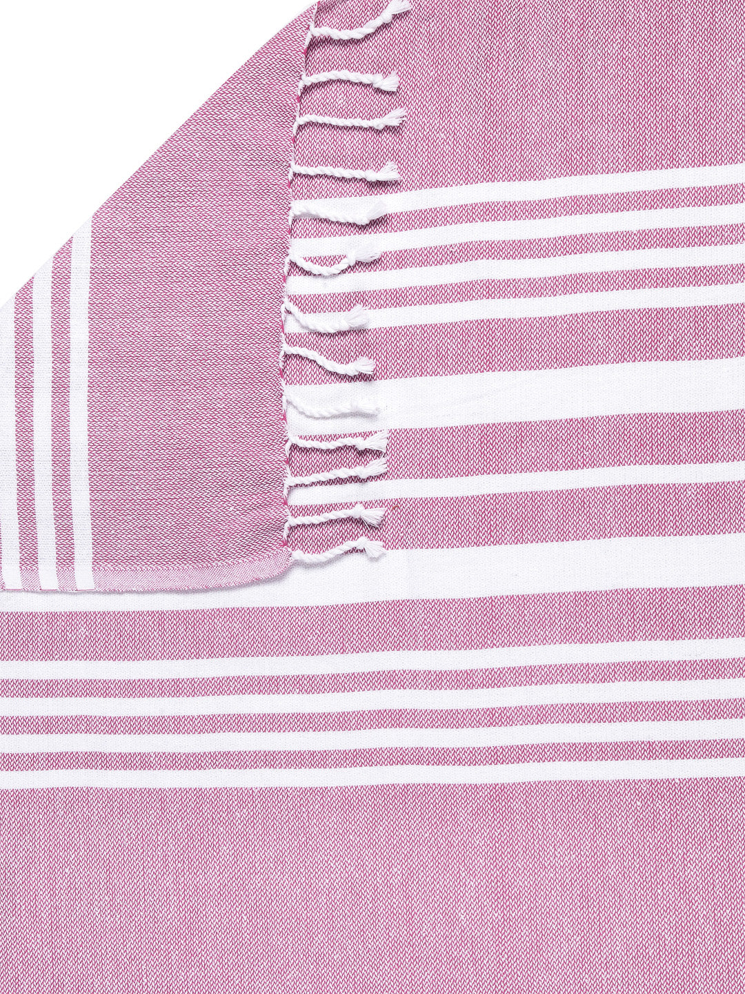 KLOTTHE Set of 3 Pink Cotton Striped Bath Towels (150X75 cm)