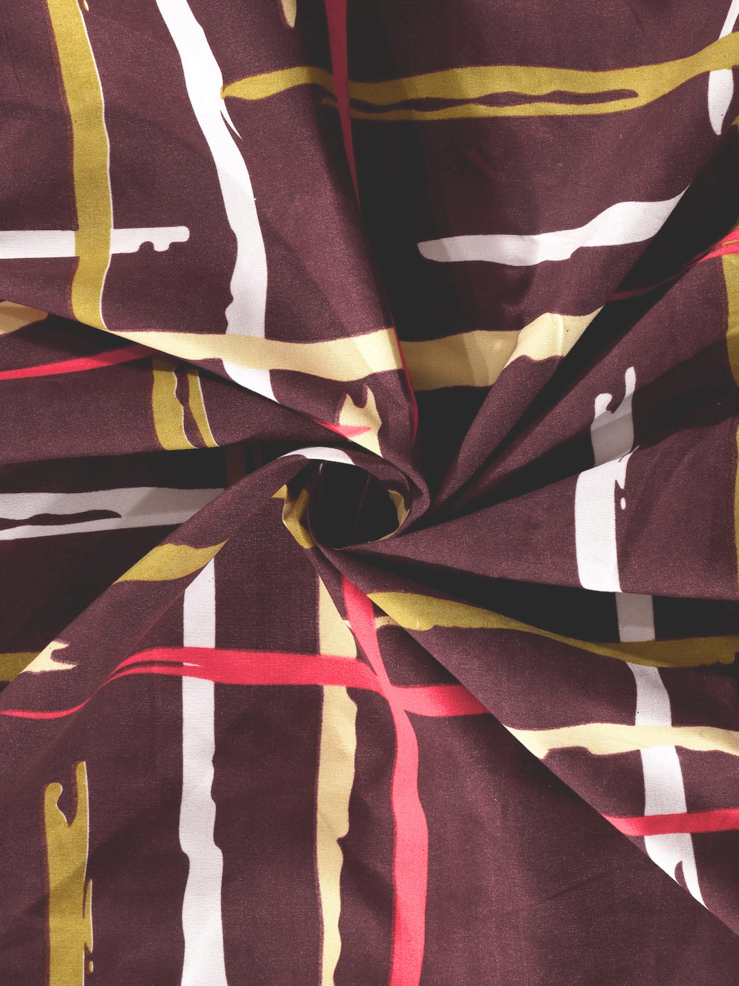 Klotthe Brown Striped 300 TC Cotton Blend Single Bedsheet with Pillow Cover