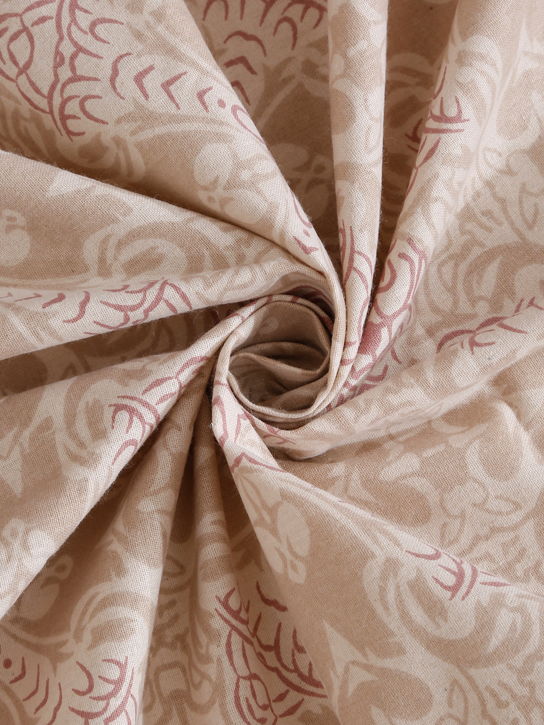 Klotthe Beige Floral 400 TC Pure Cotton Fitted Single Bedsheet with Pillow Cover