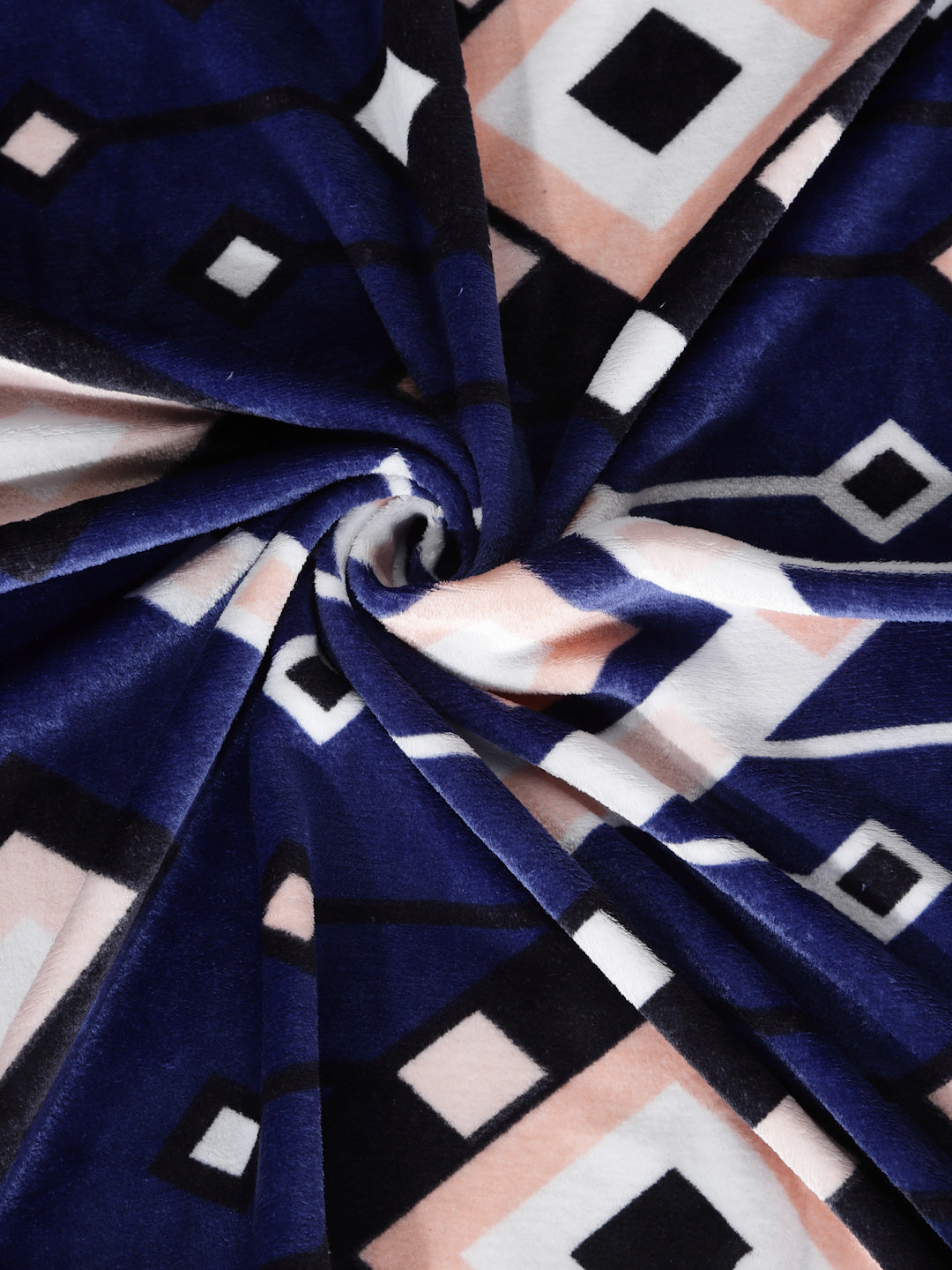 Klotthe Blue Printed Woolen Double Bed Sheet with 2 Pillow Covers