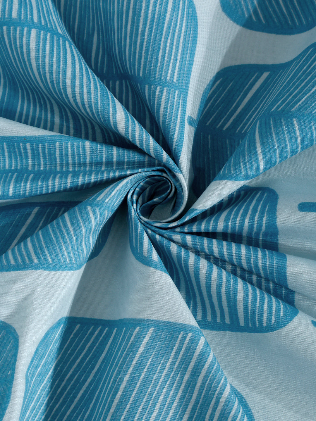 Klotthe Turquoise Geometric 300 TC Cotton Blend Fitted Single Bedsheet Set in Book Fold Packing