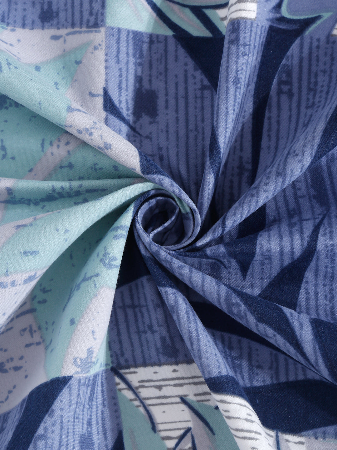 Klotthe Blue Floral 300 TC Cotton Blend Single Bedsheet with Pillow Cover
