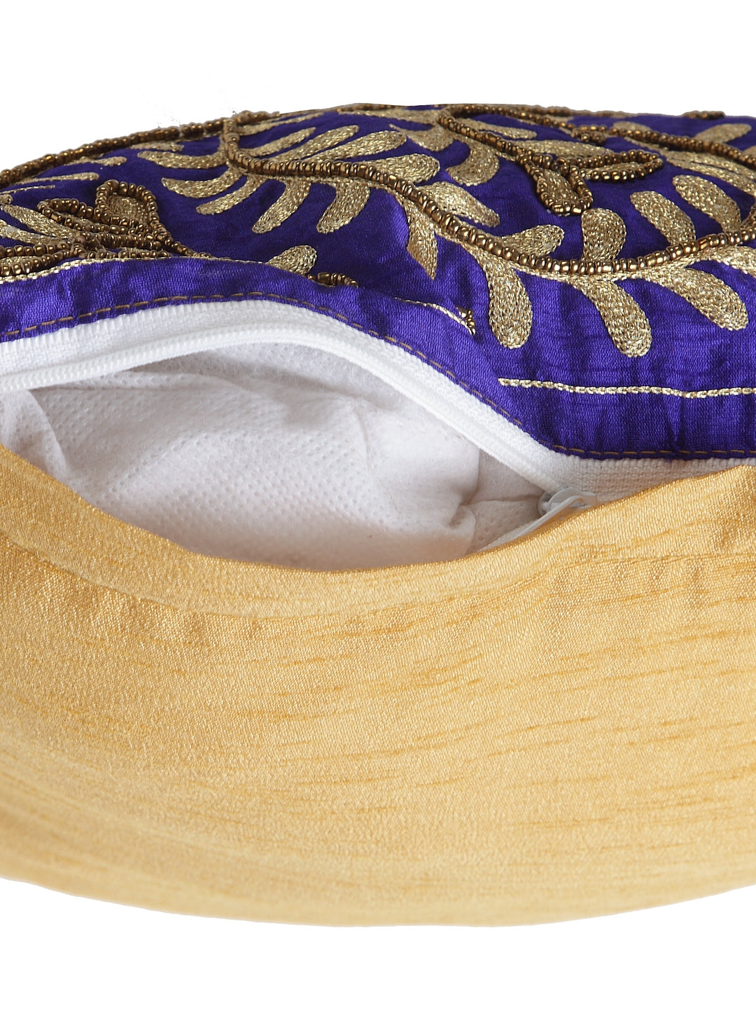 KLOTTHE Set of Two RoyalBlue Cotton Silk Embroidered Cushion Covers