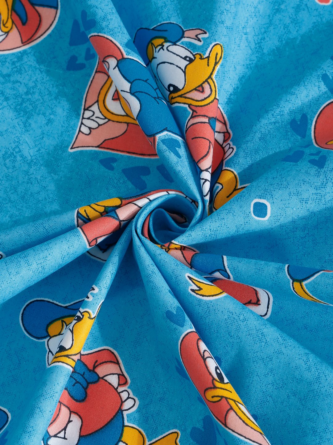 Blue Cartoon Characters 400 TC Pure Cotton Fitted Double Bedsheet with 2 Pillow Covers