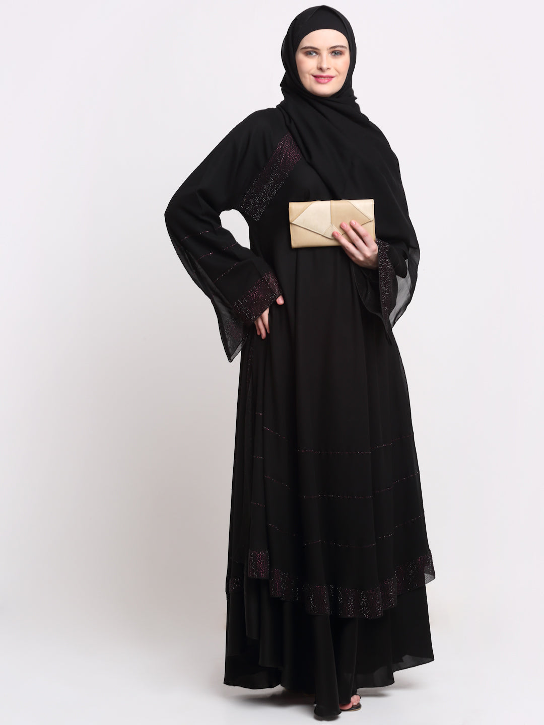 Klotthe Women Black Solid Burqa With Scarf