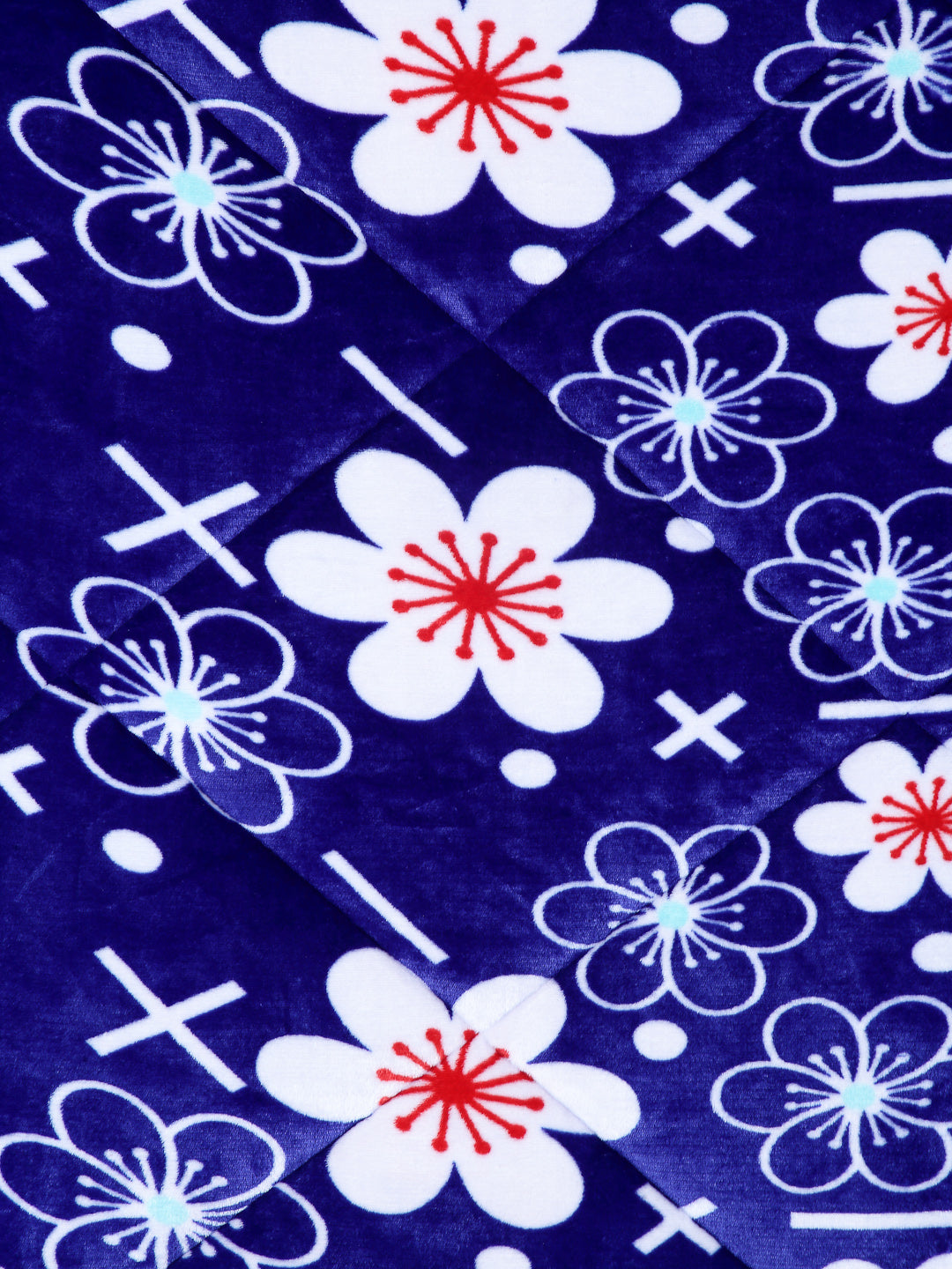 Klotthe Blue Floral Printed 800 GSM Heavy Winter Double Bed Quilt