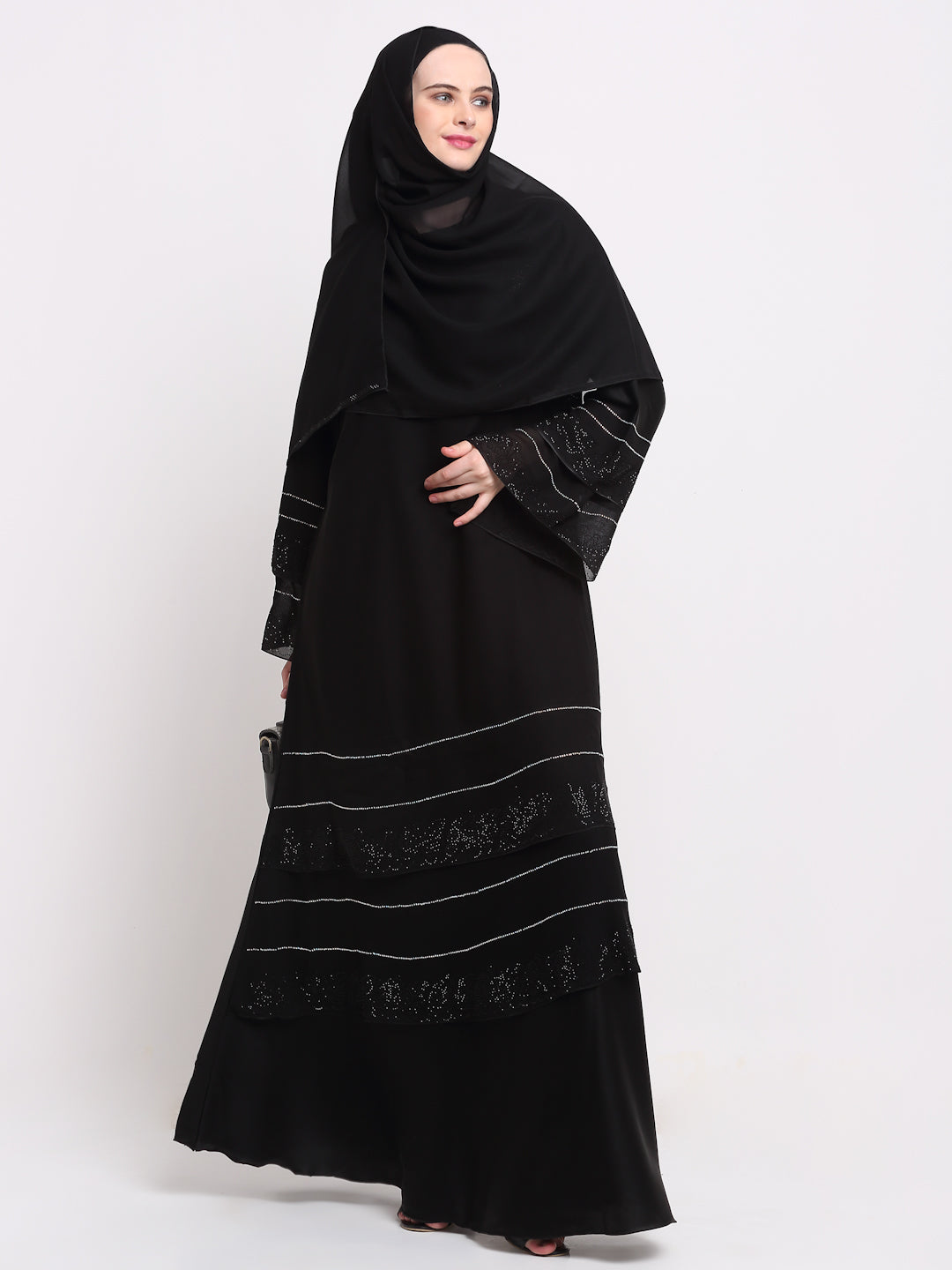 Klotthe Women Black Solid Burqa With Scarf