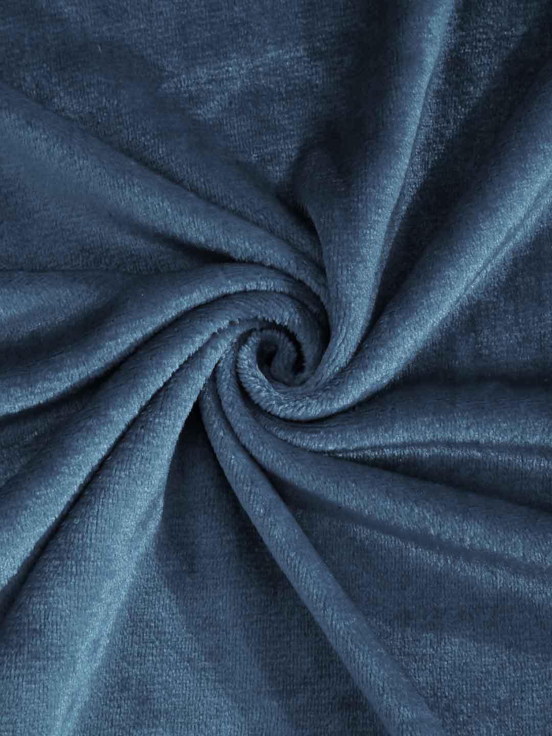 Klotthe Turquoise Solid Woolen Double Bed Sheet with 2 Pillow Covers