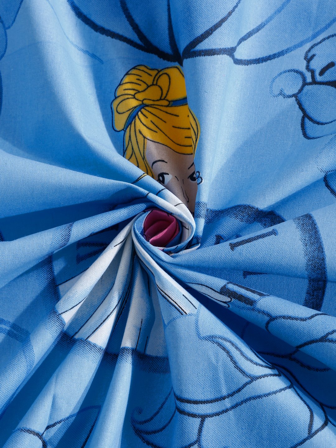 Blue Cartoon Characters 400 TC Pure Cotton Fitted Double Bedsheet with 2 Pillow Covers