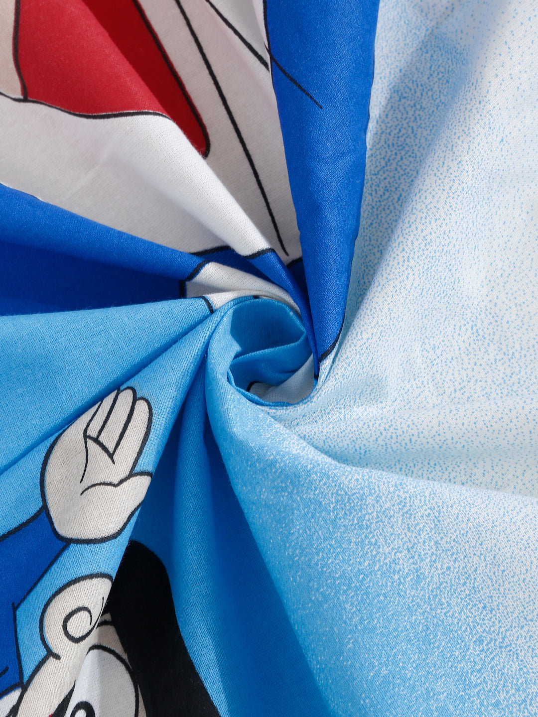 Klotthe Blue Cartoon Characters 400 TC Pure Cotton Fitted Double Bedsheet with 2 Pillow Covers
