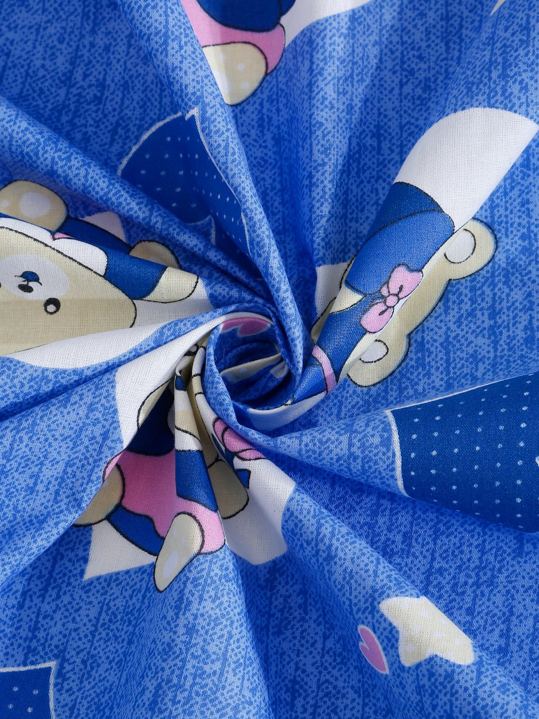 Blue Cartoon Characters 400 TC Pure Cotton Fitted Double Bedsheet with 2 Pillow Covers