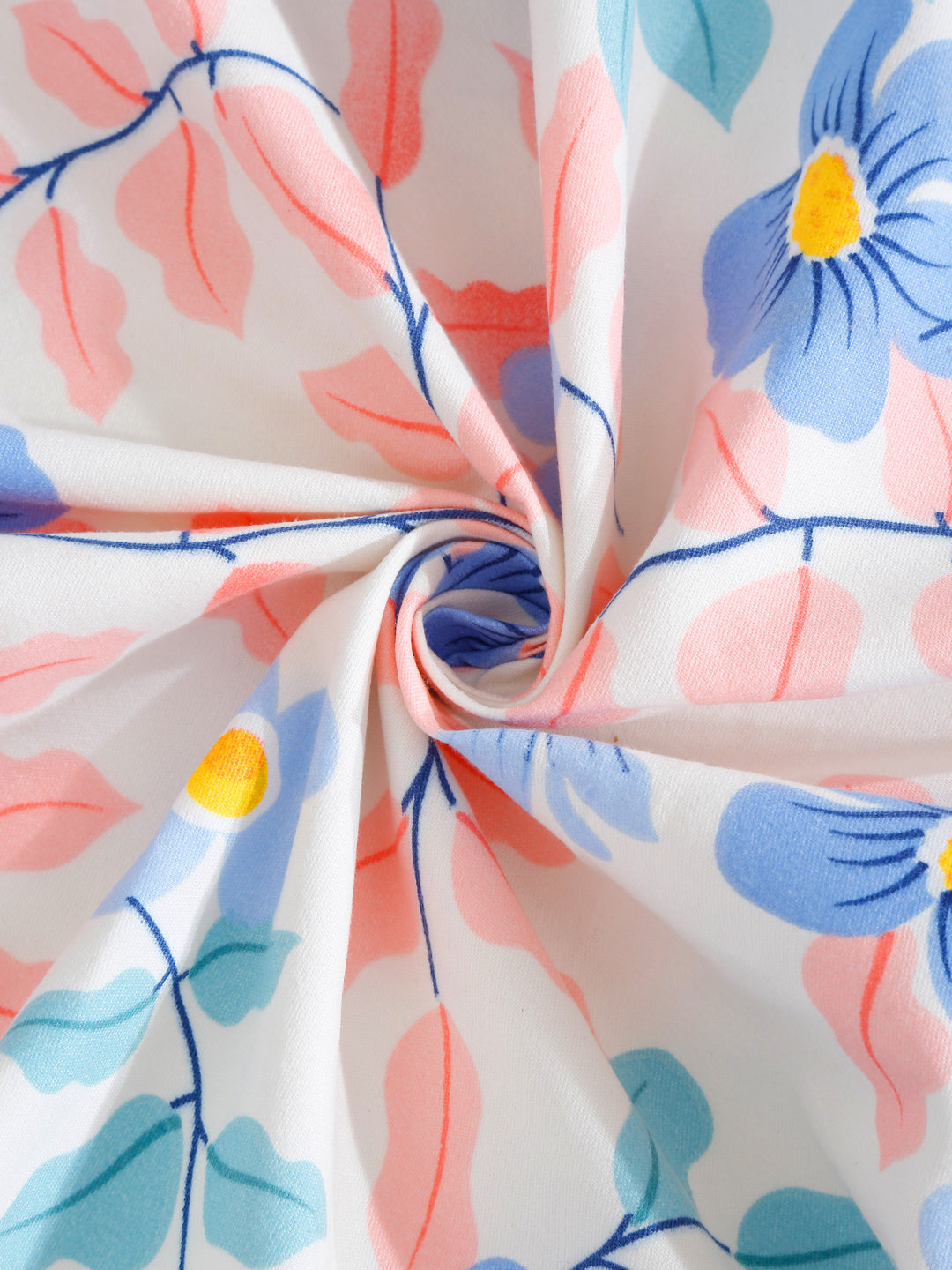 Klotthe Multi Floral 300 TC Cotton Blend Elasticated Double Bedsheet with 2 Pillow Covers