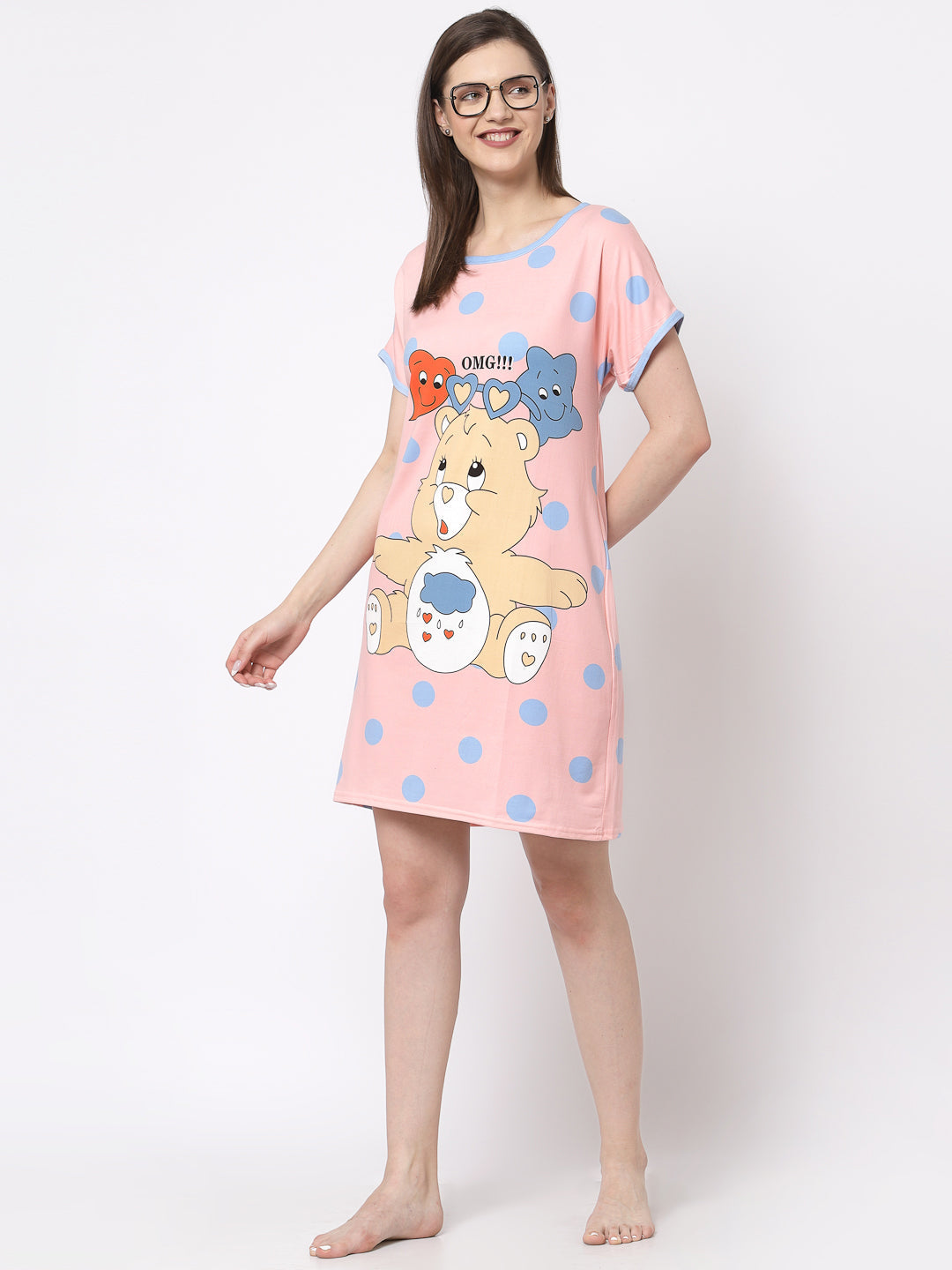 Klotthe Women MultiColor Cartoon Printed Cotton Blend Long Top