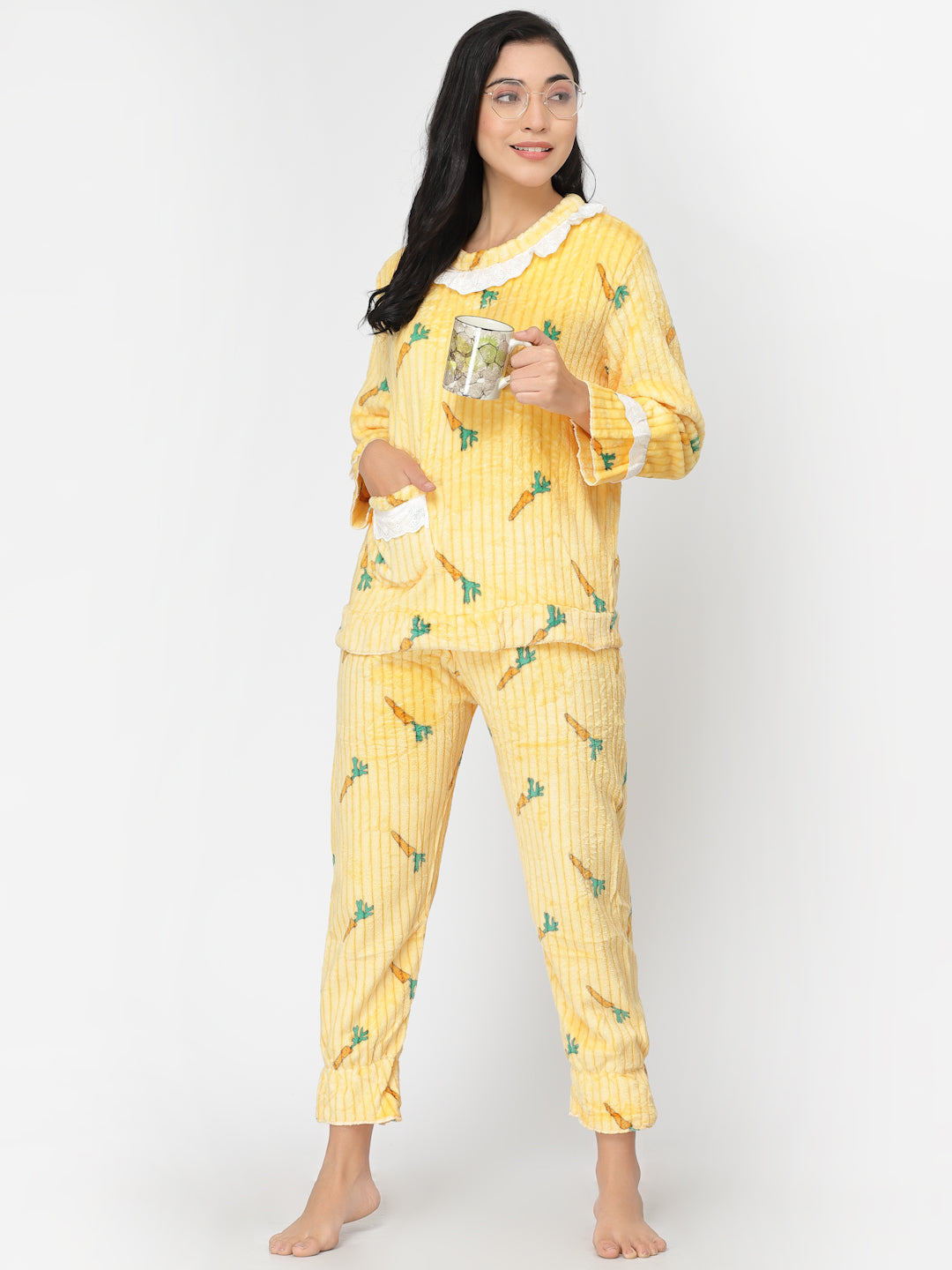 Woolen Fleece Winter Warm Night Suit for Women by KLOTTHE®