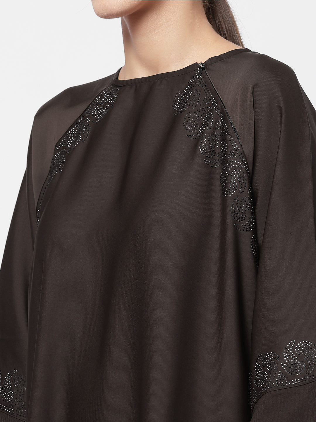 Klotthe Women Brown Embellished Burqa With Scarves