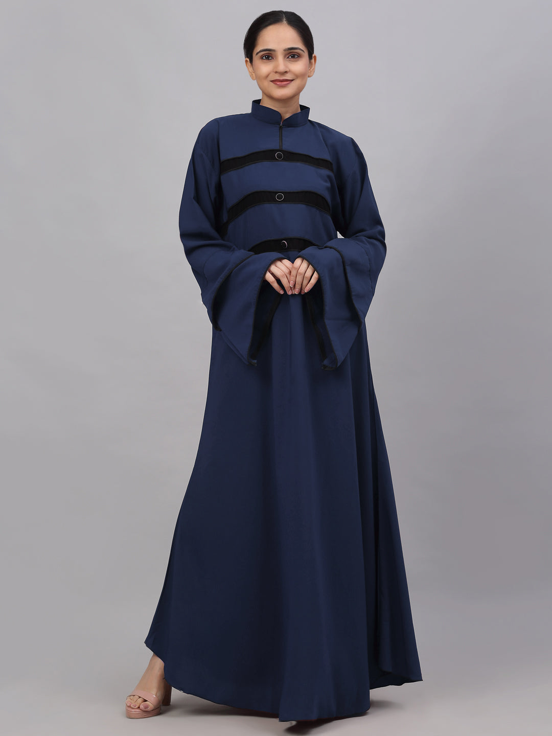 Klotthe Women Blue Embellished Burqa With Scarves