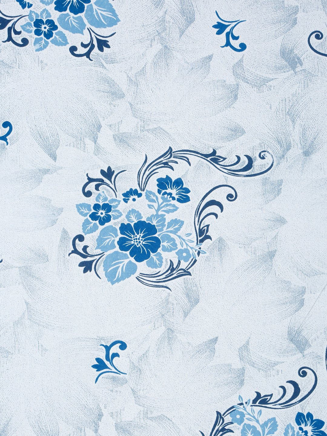Blue Floral 400 TC Pure Cotton Fitted Double Bedsheet with 2 Pillow Covers