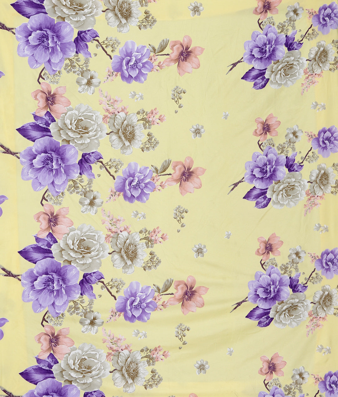 Klotthe Yellow Floral 300 TC Cotton Blend Single Bedsheet with Pillow Cover