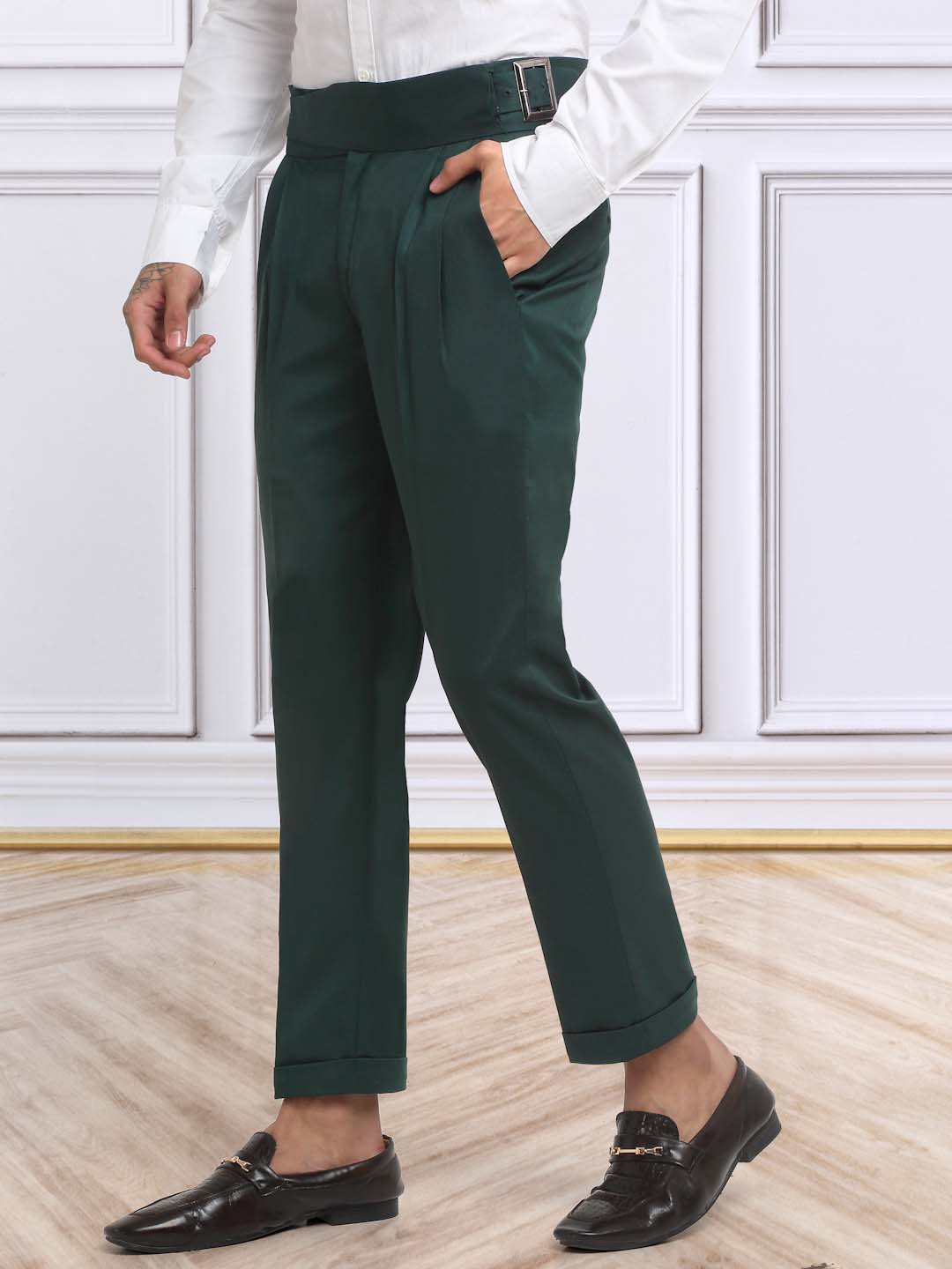 Italian Style Formal Gurkha Pant-BottleGreen