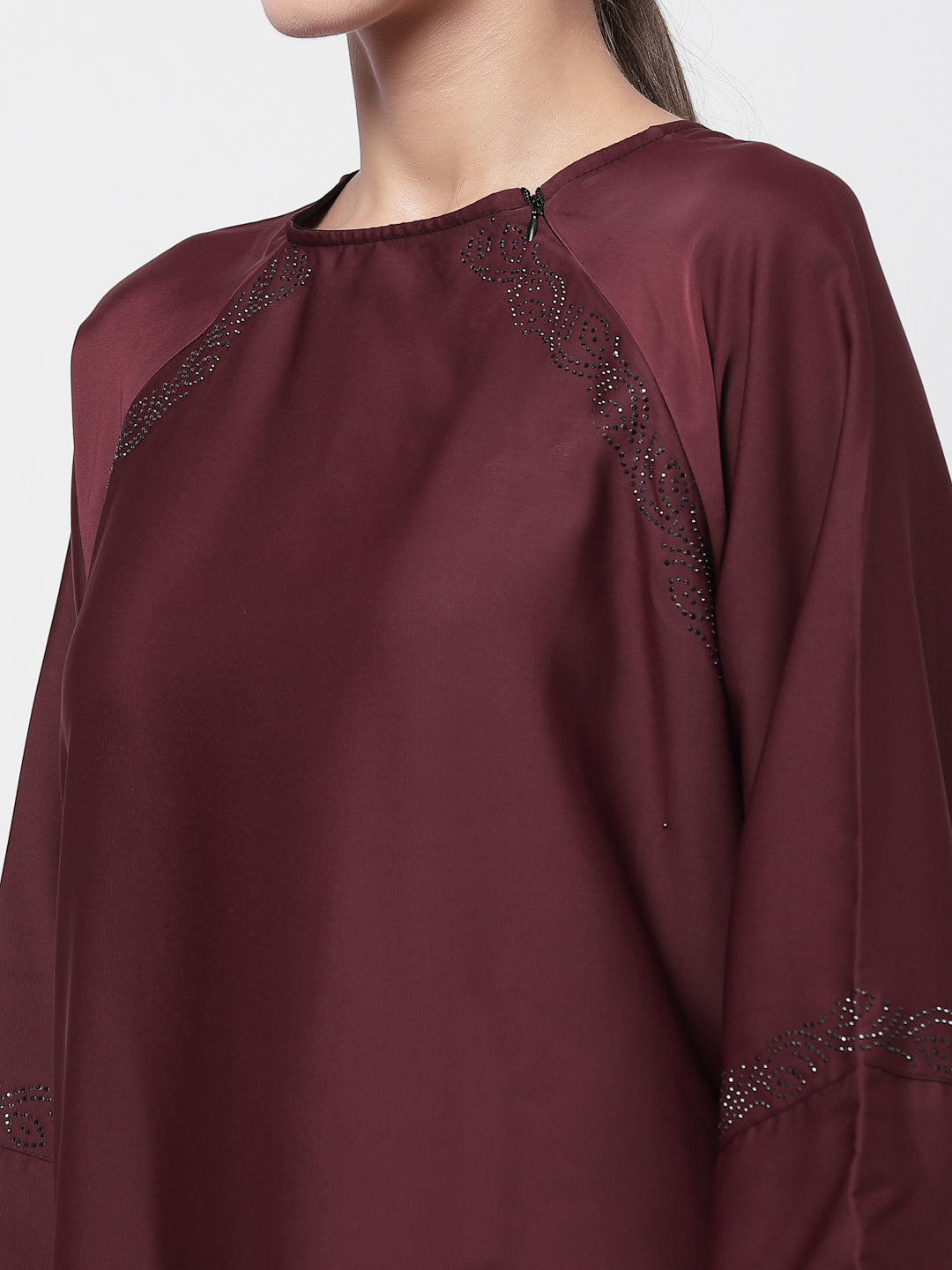 Klotthe Women Maroon Embellished Burqa With Scarves