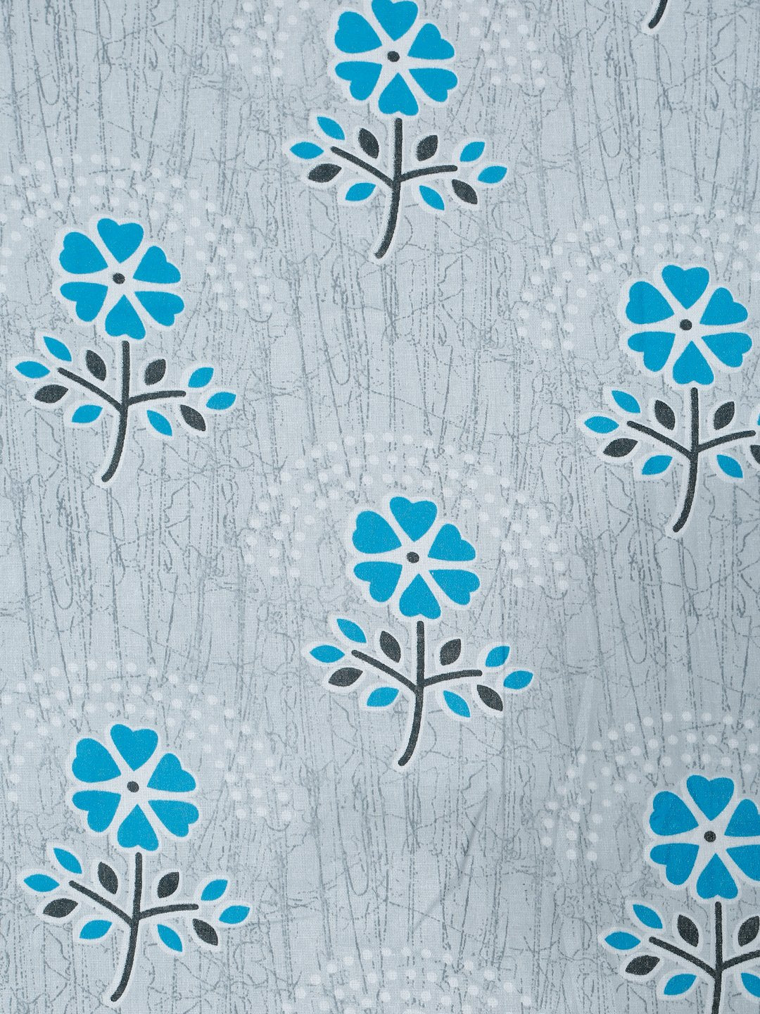 Blue Floral 400 TC Pure Cotton Fitted Double Bedsheet with 2 Pillow Covers