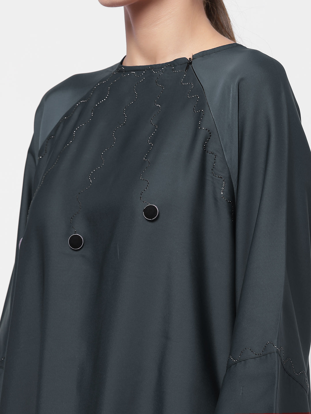 Klotthe Women Grey Embellished Burqa With Scarves