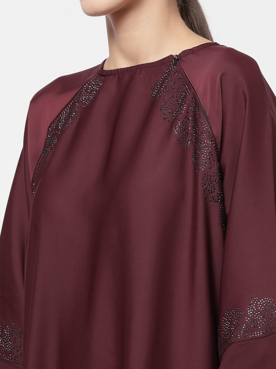 Klotthe Women Maroon Embellished Burqa With Scarves