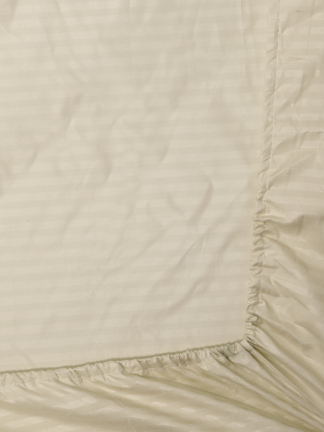 Klotthe Beige Striped 300 TC Cotton Blend Elasticated Super King Double Bedsheet with 2 Pillow Covers (270X270 cm)