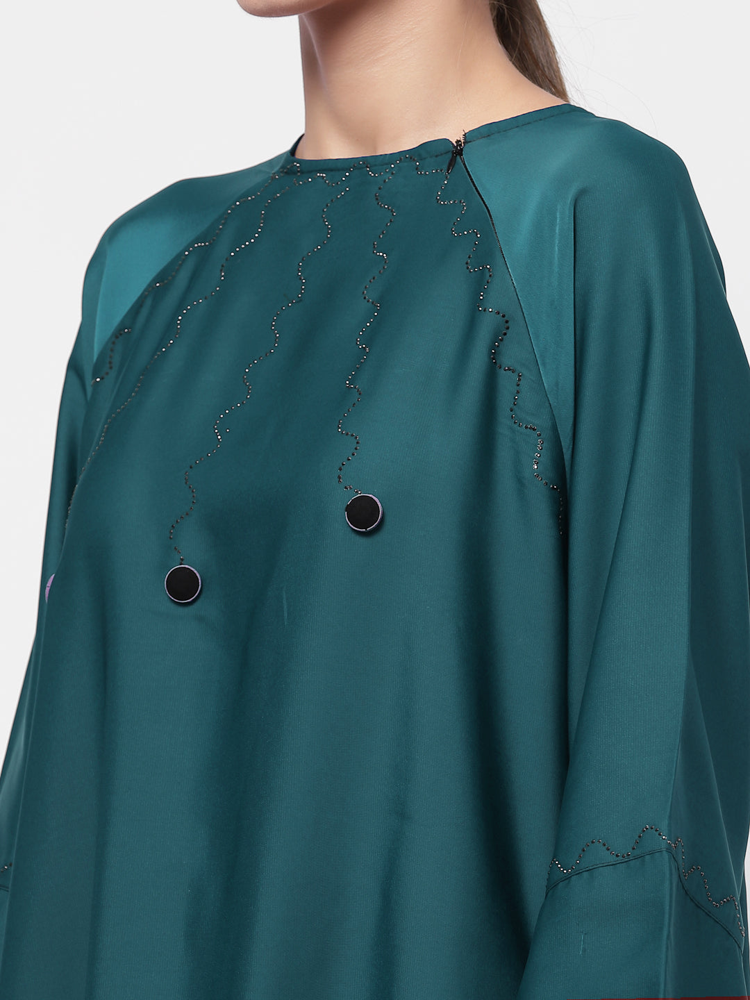 Klotthe Women Turquise Embellished Burqa With Scarves