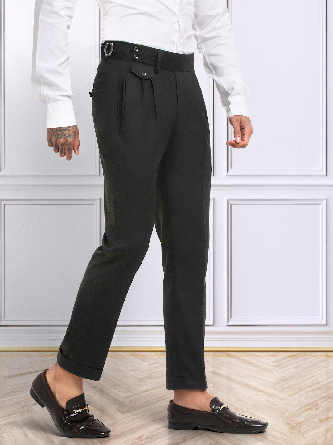 Italian Style Formal Gurkha Pant-Black