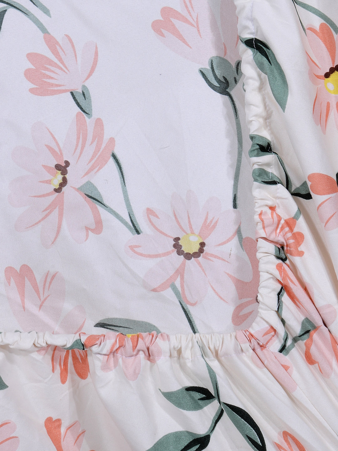 Klotthe Multicolor Floral 300 TC Cotton Blend Fitted Double Bedsheet with 2 Pillow Covers