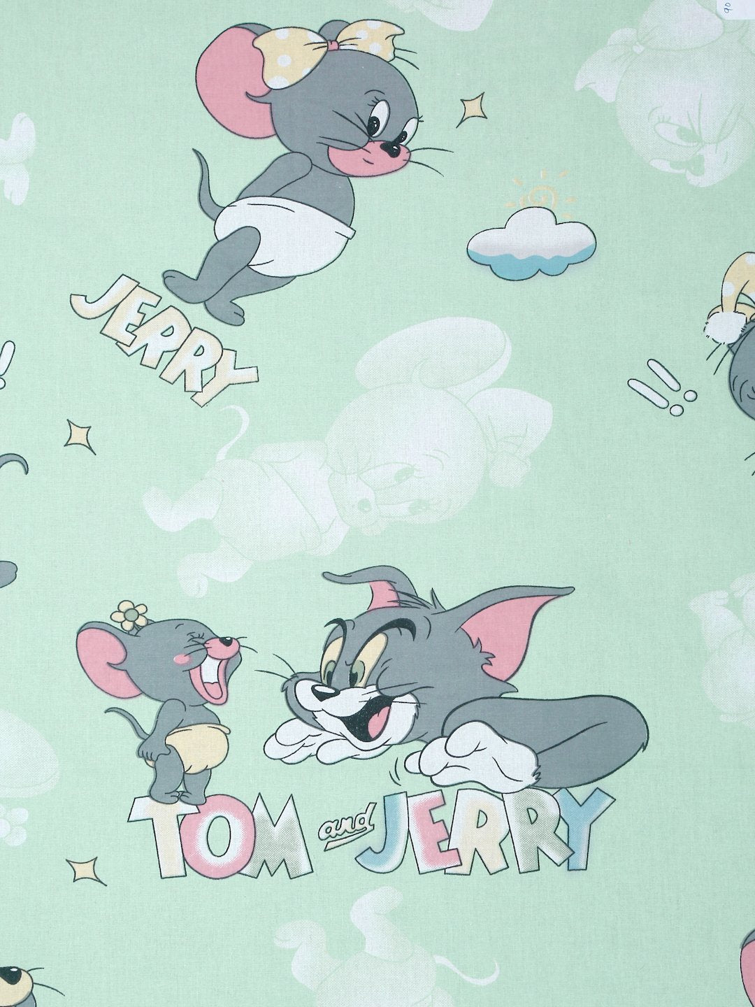 Green Cartoon Characters 400 TC Fitted Pure Cotton Double Bedsheet with 2 Pillow Covers