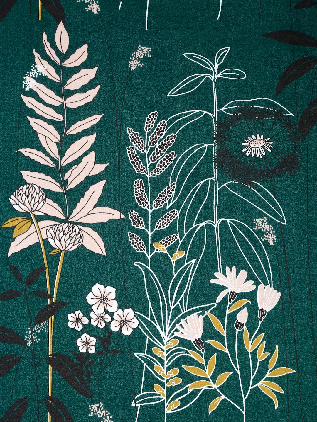 Green Floral 300 TC Cotton Blend Fitted Double Bedsheet with 2 Pillow Covers