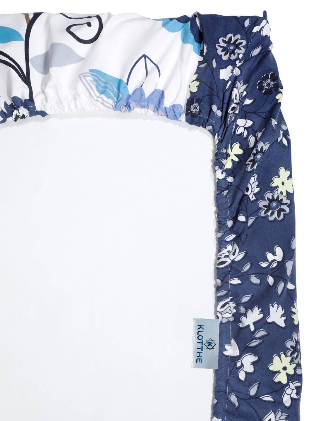 Klotthe White Floral 300 TC Cotton Blend Fitted Single Bedsheet Set in Book Fold Packing