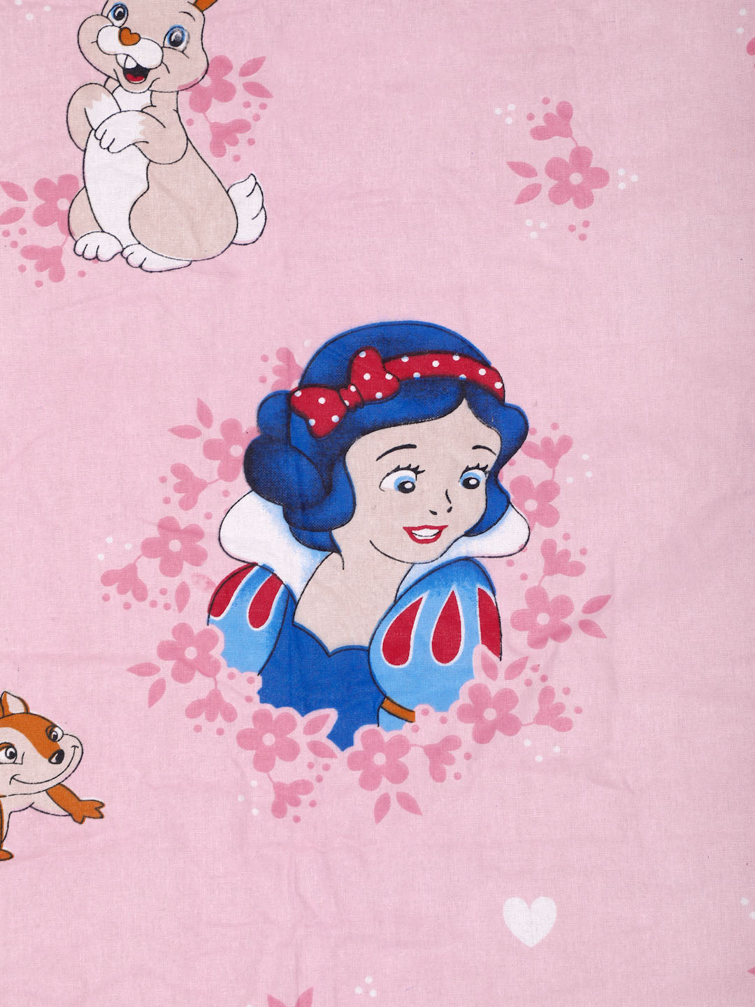 Klotthe Pink Cartoon Characters 400 TC Pure Cotton Fitted Single Bedsheet with Pillow Cover